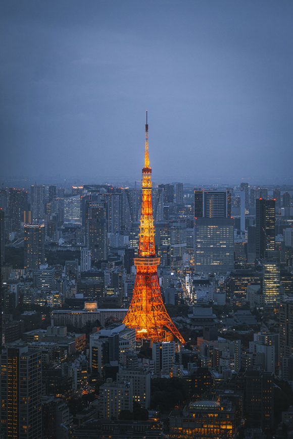 Tokyo Tower from Roppongi Sky Deck at night
