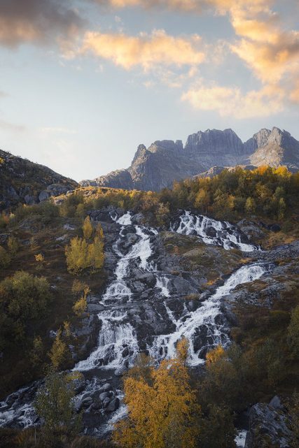Lofoten Waterfall at Sorvagen